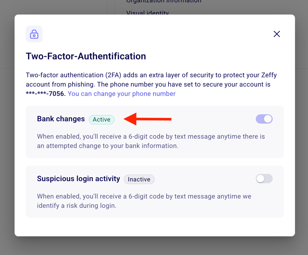 Activating two-factor authentication (2FA) on your account